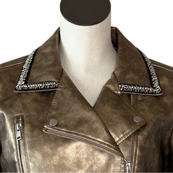 NWT BACCINNI Faux Leather Gold  Metallic Studded Collar Line - Picture 6 of 9